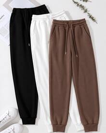 Women Sweatpants - White Black Brown - View 1