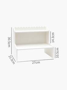 Estantería de almacenamiento de doble capa estilo coreano, organizador de escritorio, estantería de almacenamiento para cosméticos, papelería y libros de dormitorio y oficina, estantería de almacenamiento para perfumes, aperitivos y suministros de baño, estantería decorativa de almacenamiento para el hogar - Blanco - Ver 11
