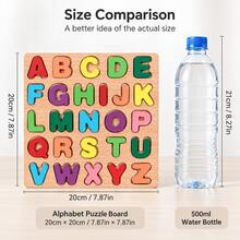 4-In-1 Kids Educational Wooden Puzzle Board - Numbers, Letters And Shapes Learning Toy - Early Childhood Development Montessori Activity Set - Multicolor - View 13