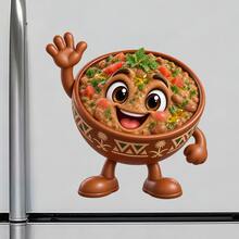 Happy Chili Bowl Fridge Magnet, A Hearty Family Supper Story For Cozy Kitchen Gatherings For All Metal Surfaces Throughout The Home - A - View 2