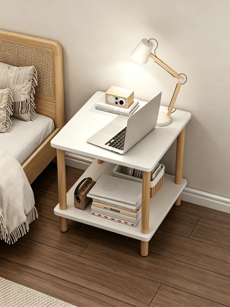 2-Tier Wooden Side Table - Sofa End Table / Coffee Table / Nightstand, Natural Wood Legs, With Lower Storage Shelf, Large Storage Space, Easy To Assemble, Suitable For Living Room, Bedroom, Beside Sofa, For Placing Books, Cups And Decorations - Multiple Specifications - View 1