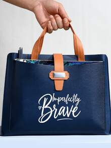 Classic Imperfectly Brave Slim Briefcase Laptop Bag,Briefcase And Messenger Bag Functions Spacious Interior Capacity For Laptop And Other Items - Multicolor - View 8