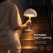 LED Wireless Portable Night Light - Mushroom Shape, USB Rechargeable, Touch Switch, 3-Color Change, Stepless Dimming, Atmosphere Bedside Lamp, Metal Body, Suitable For Home Decor, Party, Restaurant, Outdoor Ambient Lighting, Ideal Gift - Tricolor Light - View 8