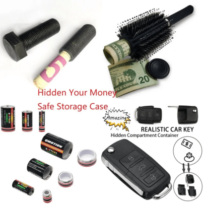 Concealed Money And Valuable Items Storage Hollow Container With Brush Design, Secret Storage Space, 8 Styles Available, Hidden Storage Fake Key, Kurt Cruise Hiding Place