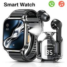 ZhiKexing Sports Smart Watch + Earphone Set, 1.83 Inch Full Screen Touch Sports Smart Watch, 260MAH Battery With LED Light, Suitable For Men And Women Sports Outdoor Smart Watch, With Wireless Call/Message Reminder/Multiple Sports Modes, Information Reminder Multi-Function Phone Answer/Dial, Remote Photo/Music Playback, Sports Log Fitness Smart Watch, Wireless Connection Compatible With IOS And Android Phones, Holiday Gift - View 1