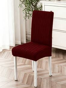 Minimal Vertical Striped Chair Slipcovers, Full Wrap Cream Textured Fabric Chair Covers. Multi-Size, Dustproof & Stain Resistant. Perfect For Dining Room, Balcony, Patio & Holiday Parties, Refresh Your Old Chairs. - Multicolor - View 15