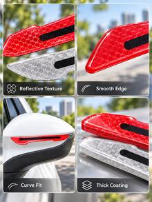 2pcs Car Rearview Mirror Reflective Stickers, Anti-Collision Warning Strips, High Visibility Reflective Decals, Flexible Side Mirror Edge Protection Stickers, Waterproof Exterior Car Decoration Accessories, For Vehicle Rearview Mirror Decoration - A - View 8