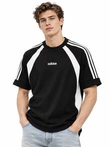 Adidas Men's Summer Sports Casual Versatile Comfortable Short Sleeve T-Shirt - Black/White - View 1