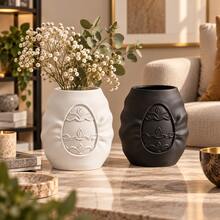 1pc Textured Embossed Vase, Modern Unique Asymmetrical Shape Vase, Suitable For Dried Flowers And Fresh Flowers, Decorative Tabletop Centerpiece, Bohemian Style Home Decor, Suitable For Living Room Bookshelf - Multicolor - View 9