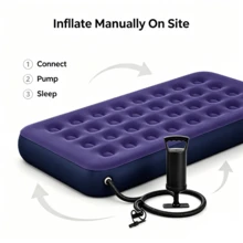 Extra Large Inflatable Mattress, Outdoor Air Mattress, Home Mattress, 38.98 Inch Portable Air Mattress, PVC Material, Lightweight Air Bed, Suitable For Camping, Home And Guest Hosting - A - View 6