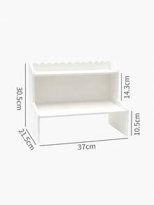 Estantería de almacenamiento de doble capa estilo coreano, organizador de escritorio, estantería de almacenamiento para cosméticos, papelería y libros de dormitorio y oficina, estantería de almacenamiento para perfumes, aperitivos y suministros de baño, estantería decorativa de almacenamiento para el hogar - Blanco - Ver 10