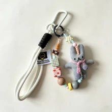 New Cute Rabbit Pendant Cartoon Animal Keychain Backpack Hanging Ornament Bag Charm Accessory, Fashionable Gift For Women, Saudi National Day Supplies, Bag Decoration, Love Amulet - Multicolor - View 2