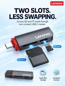 Lenovo 多功能 Type-C 手機讀卡器 C203 USB3.2 高速 TF 記憶卡轉換器 灰色 手機電腦兩用儲存卡讀取器 - 查看 2