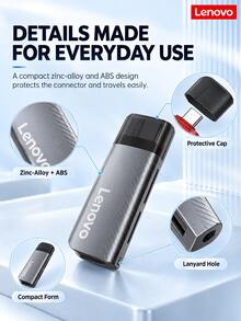 Lenovo 多功能 Type-C 手機讀卡器 C203 USB3.2 高速 TF 記憶卡轉換器 灰色 手機電腦兩用儲存卡讀取器 - 查看 7