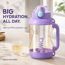 QWEPPSU 1600ml Large Capacity Water Bottle With Tea Infuser, Scale, Straw, Handle, Heat-Resistant, For Fitness, Tea Brewing, And Sports - Lilac Purple - View 4