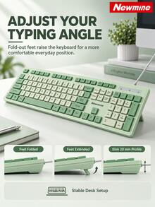 Newmine Keyboard Berkabel BK103: Keyboard Eksternal Bergaya Warna Pink dan Hijau, Pengoperasian Senyap - View 6