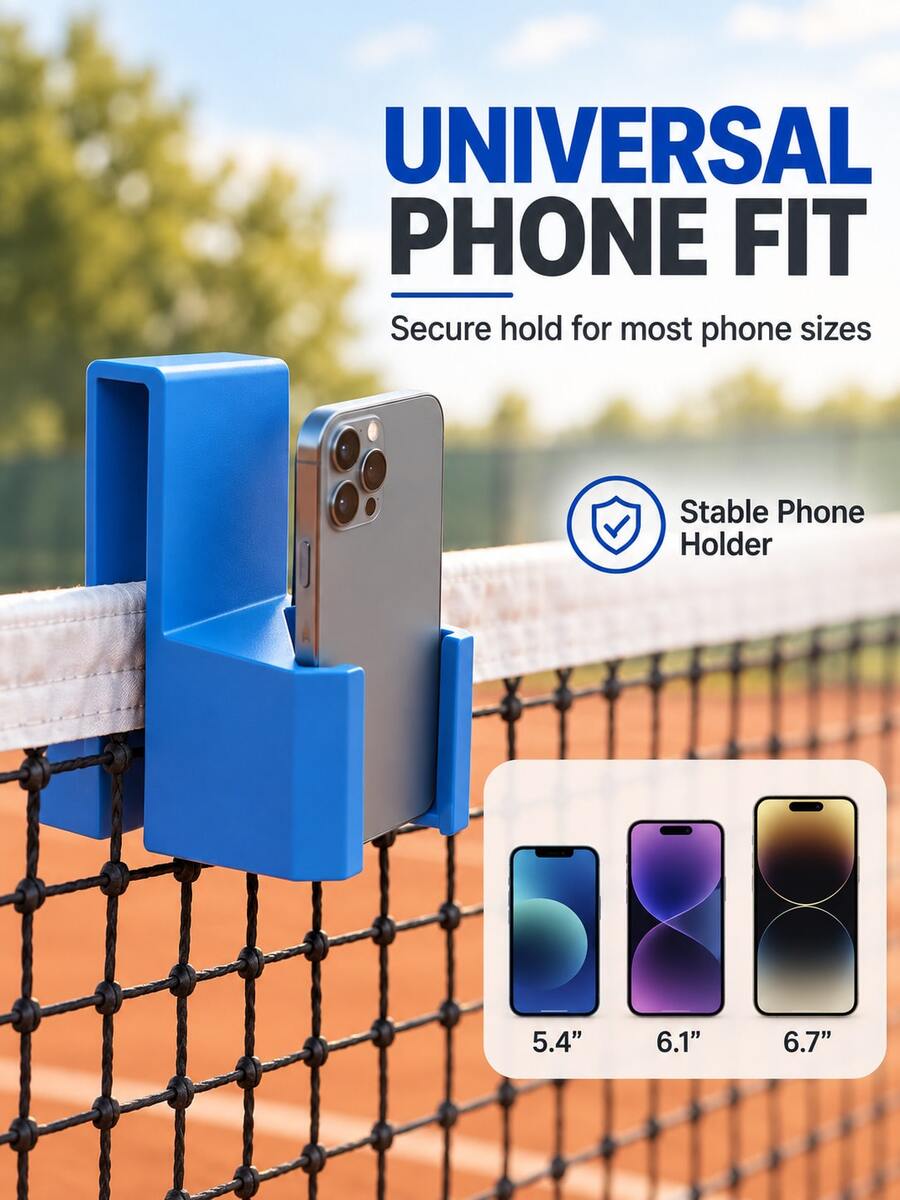 3D Printed Phone Holder/Storage Stand Tennis Shooting Recording Hanging Tennis Net Phone Holder Hanging Rack Horizontal Vertical Sports Photography Outdoor Gadget - A - View 1