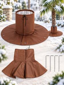 2/1pc Tree Root Winter Protective Cover, Breathable Non-Woven Fabric Tree Base Frost Protection Mat With Drawstring And Metal Eyelets, Windproof Warm Tree Trunk Protector, Suitable For Outdoor Garden Plants, Shrubs, Seedlings, Yard Frost And Cold Protection Cover - Multicolor - View 3