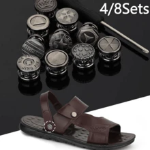 4/8Sets Men's Detachable Adjustable Metal Buttons, Beach Shoes Sandals Slippers Fixing Buckles, Rivet Buckles For Fixing Heel Straps - Multiple Styles - View 2