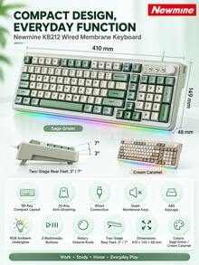 Newmine BK212 Wired Membrane Keyboard, 26-Key Anti-Ghosting, Ergonomic, RGB Backlit, External Keyboard For Office, Dorm, And PC, USB Plug And Play - View 8