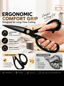 1 PC Professional Heavy Duty Fabric Scissors, Tailor Sewing Shears For Dressmaking, Leather, Denim & Fabric Cutting, Ergonomic Handle - Multi-color - View 3