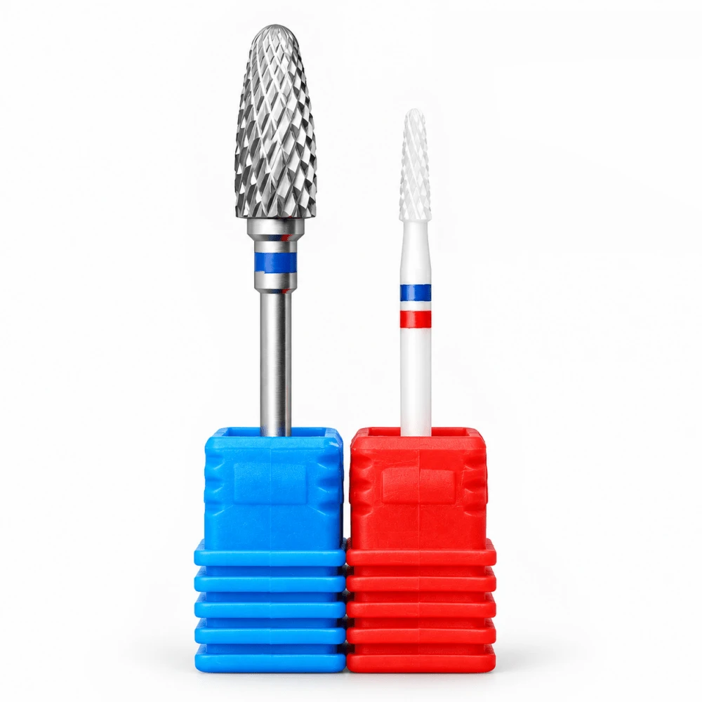Easy Nail 2pcs Tungsten Steel Nail Drill Bit Set, 3/32" Cuticle Removal Polishing Buffing Drill Bits, Suitable For Manicure And Pedicure