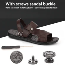 4/8Sets Men's Detachable Adjustable Metal Buttons, Beach Shoes Sandals Slippers Fixing Buckles, Rivet Buckles For Fixing Heel Straps - Multiple Styles - View 4