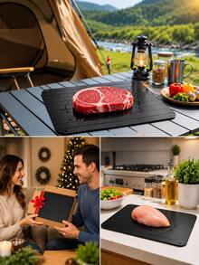 3pcs/1pc Aluminum Cutting Board, Reusable Kitchen Chopping Board With Grooved Surface, Suitable For Meat, Vegetables, Fruits Food Preparation, Kitchen Countertop Cooking Accessory - View 6