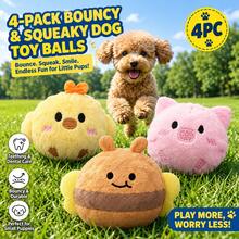 4pcs Yellow Chick Pet Interactive Bouncing Sound Toy Balls, Dog And Cat Play And Boredom Relief Companion Toys, Sound-Producing To Attract Dogs And Cats, Durable Material, Slow Rebound Pet Companion Play Toys - Multicolor - View 8