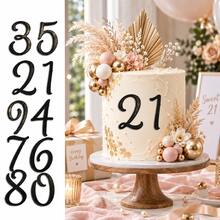 10pcs Acrylic Number Cake Toppers DIY Cupcake Decorations, 0-9 Numbers, Mirror Gold, Christmas - Black - View 2