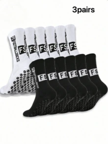 1/3/6 Pairs Men's Soccer Socks, Thick Fleece Long Tube Couple Anti-Slip Socks, Durable Sports Socks, Autumn Style - Multicolor - View 4