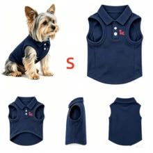 海軍藍 Polo 衫，透氣珠地布料，適合貴賓犬和比熊犬，柔軟舒適，適合戶外/海灘 春季/夏季/秋季 - 藏蓝色 - 查看 9