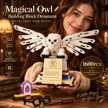 1600pcs Magic Owl Building Blocks Model With Display Accessories, Adult Collectible Fantasy Bird Assembly Set, Desktop And Bookshelf Decor, Detailed Assembly Ornament - Owl - View 1