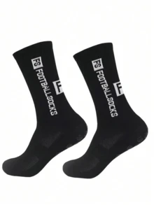 1/3/6 Pairs Men's Soccer Socks, Thick Fleece Long Tube Couple Anti-Slip Socks, Durable Sports Socks, Autumn Style - Multicolor - View 2