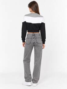 Nike Logo Print Loose Fit Cropped Sports Sweatshirt Women's Black - Black - View 10