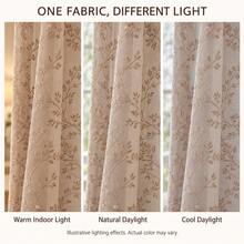 1 tấm rèm voan mỏng cotton linen phong cách Nhật hiện đại họa tiết thực vật, rèm cửa sổ lọc sáng dạng túi treo thanh, trang trí phòng khách, phòng ngủ, nhà cửa, định lượng vải 180g - Nhiều màu - Xem 7