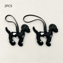 1PC/2PCS/3PCS Cute Spotted Puppy Pendant, Leather Strap Handmade Stitched Bag Charm, Backpack Accessory Small Gift - Black - View 9