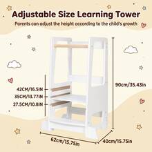 UBRAVOO Wooden Toddler Kitchen Helper Tower With Adjustable Height, Learning Standing Stool For Kids & Toddlers, Non-Slip Step Stool For Bathroom Kitchen - White - View 8