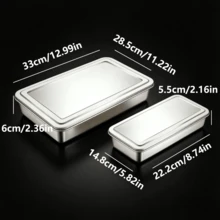 Stainless Steel Multi-Function Tiramisu Tray, Food Storage Container With Steel Lid, Stackable Refrigerator Organizer, Suitable For Home Bread Fermentation, Meal Prep, Raw Meat And Seafood Marinating, Picnic And Multi-Purpose Kitchen Baking Tool - Multicolor - View 13
