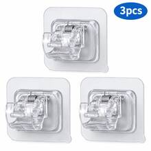 Modern Plastic Telescopic Curtain Rod Hooks & Clip With Adhesive Bracket For Horizontal Door Curtains, Drill-Free - View 15