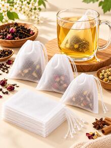 200pcs/100pcs Disposable Drawstring Tea Filter Bags, Non-Woven Fabric Empty Tea Bags, Suitable For Loose Leaf Tea, Herbs, Spices, Coffee, Soup And Cooking, Multiple Sizes Brewing Filter Bags - Multicolor - View 2