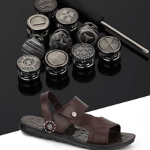 4/10Pcs Men's Sandal Buckles, Nail-Free Sandal Buttons With Screwdriver, Beach Shoes Slippers Fixed Metal Rivet Accessories, Detachable Adjustable Buckle - Multicolor - View 3