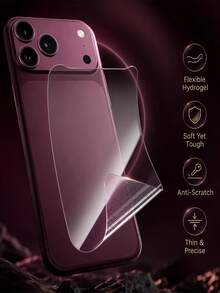 4 In 1 Foldable Phone Hydrogel Film Set, Inner Screen + Outer Screen + Back Film + Camera Lens Protector, Clear Soft Screen Protector For Flip Compatible With IPhone Duo - Clear - View 7