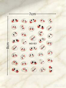 1pc Fall/Autumn/Fall Nails Cute Monster 3D Nail Art Decor, Glitter Transparent Resin Material, Colorful Adorable Expression Stickers, DIY Sweet & Cool Fingertip Style - Multicolor - View 7