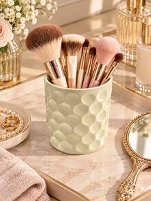 1pc Bow Makeup Brush Organizer Cup, Cute Bubble Textured Desktop Cosmetic Storage Holder, Vanity Bathroom Countertop Organizer For Brushes, Pens & Beauty Tools, Coquette Room Decor, Gift For Girls - Multicolor - View 7