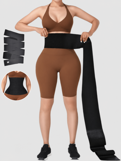 1 pieza Faja moldeadora de cintura ajustable para mujer, cinturón elástico de control de abdomen, vendaje para estómago, banda para cintura, envoltura larga para torso y abdomen, reductor de cintura