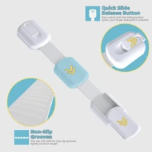 1/3/4/6/10件家用免鑽孔抽屜鎖扣帶，多功能布料鎖扣，適用於家具、抽屜、櫥櫃門、廚房烤箱與冰箱、馬桶蓋鎖，完美滿足兒童安全與居家防護 - 白色 - 查看 3