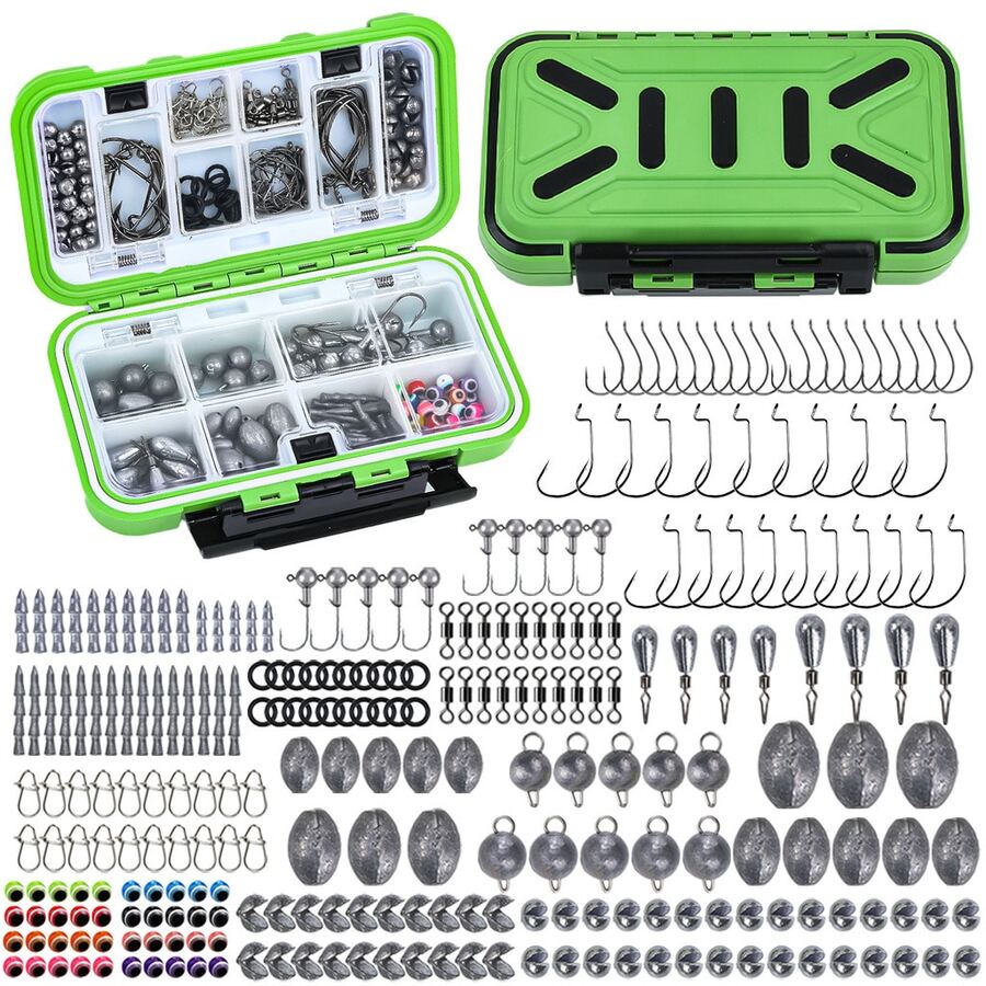 265Pcs Fishing Tackle Accessory Kit, Lure Hooks Sinkers Swivels Beads Box Set, Christmas Gift For Anglers
