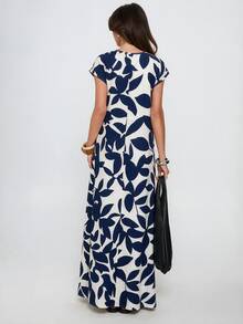 Women Long Dresses - Blue and White - View 2