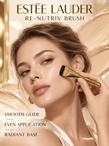 Estée Lauder فرشاة إستي لودر بلاتينيوم، 12.5 سم * 3 سم، شعيرات ناعمة وتوزيع متساوٍ للمكياج، مثالية للاستخدام اليومي - الذهبي - مشاهدة 3